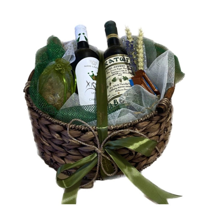 Ψάθινο καλάθι με Χρυσό Λέων και Κατώγι