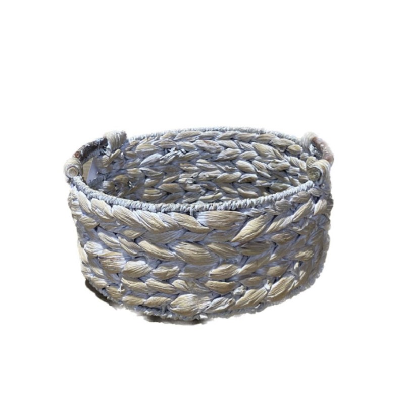 Ψάθινο οβάλ πανέρι λευκό (2Φ)